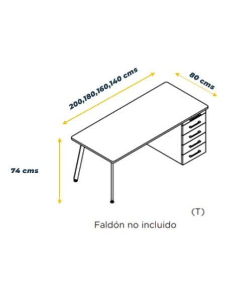 Mesa Evo con cajonera soporte