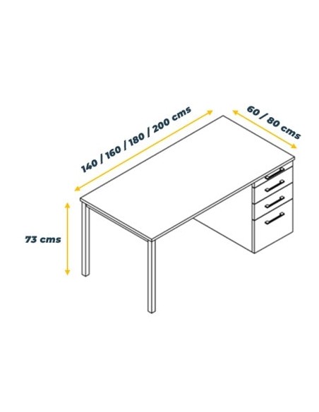 Mesa Q8 con cajonera soporte