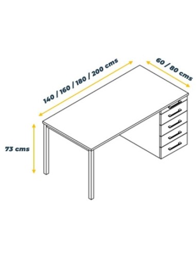 Mesa Q8 con cajonera soporte