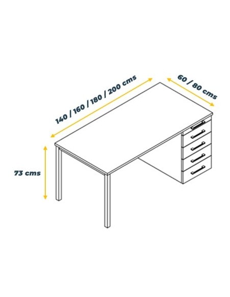 Mesa Q8 con cajonera soporte