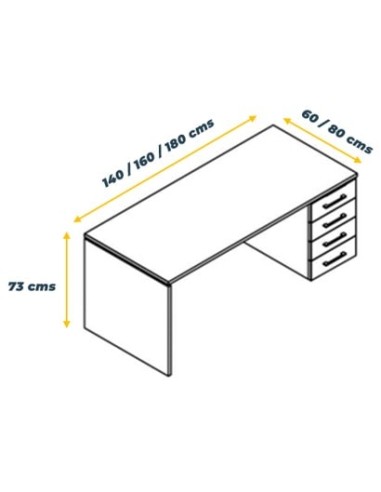 Mesa H2 con cajonera soporte